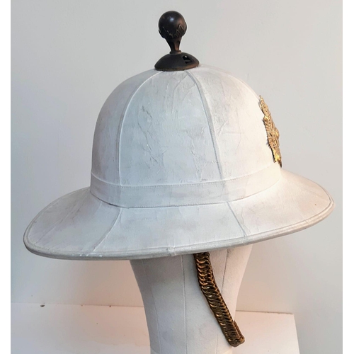 440 - 1960 Dated Royal Marines Band Pith Helmet. Complete with liner, badge, chin strap and top pommel. Ve... 