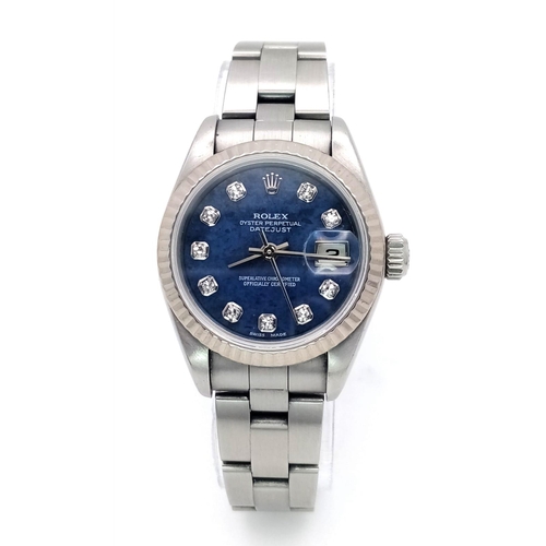 109 - A Rolex Oyster Perpetual Datejust Diamond Ladies Watch - Model 79174. Stainless steel bracelet and c... 