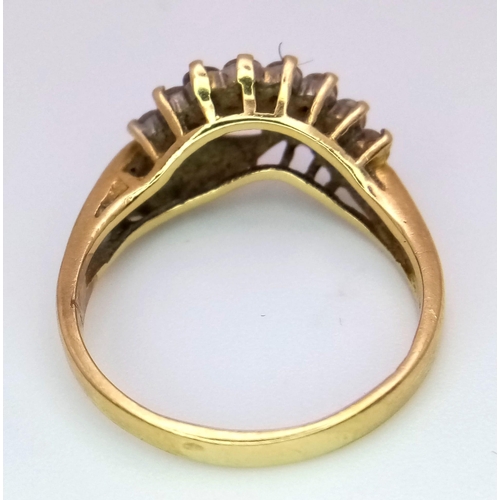 121 - An 18K Yellow Gold Two-Row Diamond Crossover Ring. Size M. 4.35g total weight. Ref: 016073