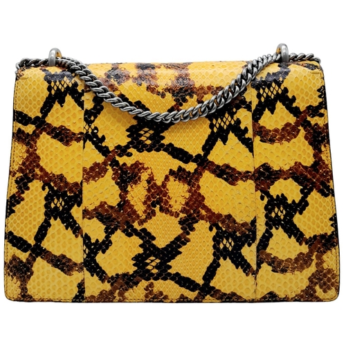 141 - A Gucci Dionysus Python Pochette. With Silver Metal Hardware and Convertible Silver Metal Chain Stra... 