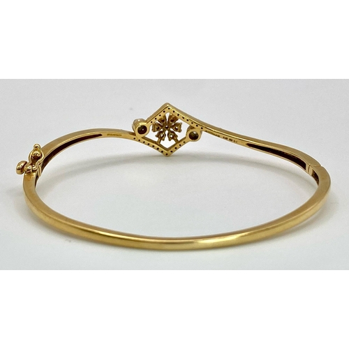 159 - A 18K YELLOW GOLD 0.32CT  DIAMOND SET BANGLE. TOTAL WEIGHT 11G