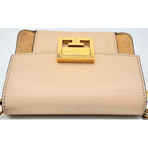 199 - A Givenchy Mini GV3 Pink Cross Body Bag with Gold-Tone Hardware. Leather Exterior with Tonal Suede T... 