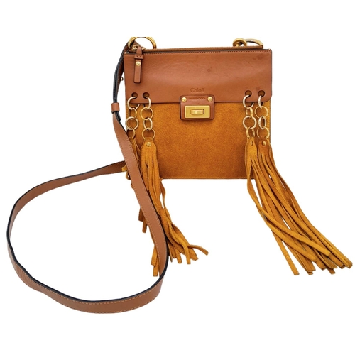 227 - A Chloe Brown and Mustard 'Jane' Shoulder Bag. Leather and suede exterior with gold-toned hardware, ... 