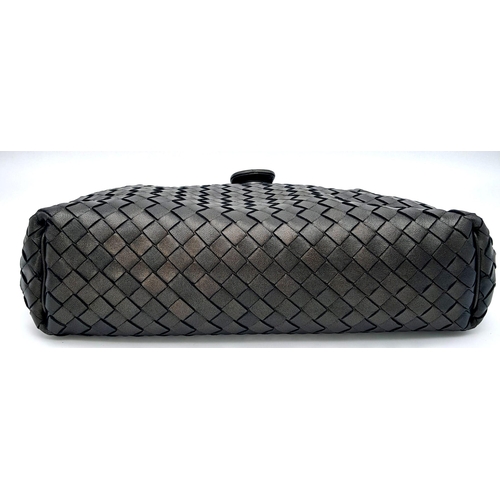 354 - A Bottega Veneta Metallic Black 'Lauren 1980' Clutch Bag. Intrecciato (woven) leather exterior with ... 