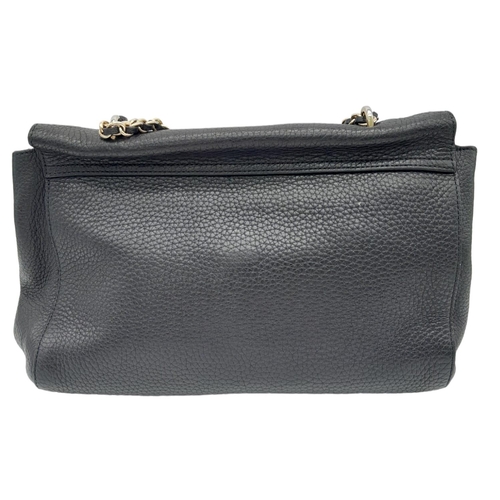 549 - A Black Mulberry Lily Bag. With a Classic Grain Leather, Flap Over Design, Signature Postman Style L... 