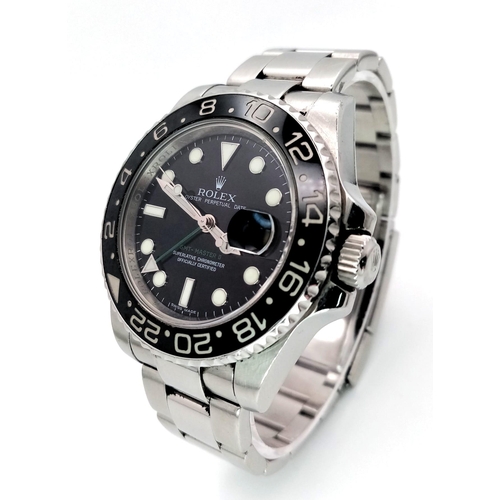 65 - A Rolex GMT - Master II Automatic Fents Watch. Model 116710LN. Stainless steel bracelet and case - 4... 