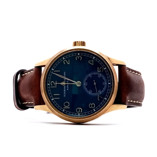 93 - A Brilliantly Hand-Crafted D. Dornbluth and Sohn Automatic Gents Watch. 99.1 calibre. Brown leather ... 