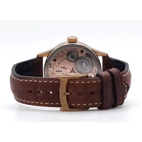 93 - A Brilliantly Hand-Crafted D. Dornbluth and Sohn Automatic Gents Watch. 99.1 calibre. Brown leather ... 