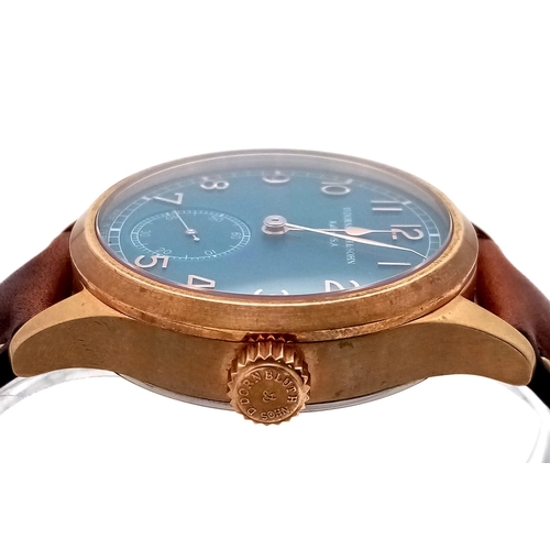 93 - A Brilliantly Hand-Crafted D. Dornbluth and Sohn Automatic Gents Watch. 99.1 calibre. Brown leather ... 