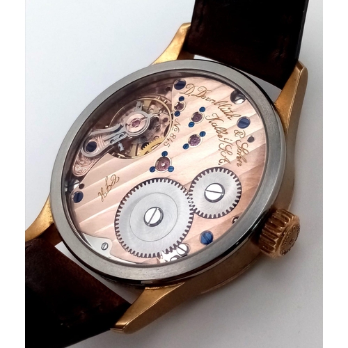 93 - A Brilliantly Hand-Crafted D. Dornbluth and Sohn Automatic Gents Watch. 99.1 calibre. Brown leather ... 