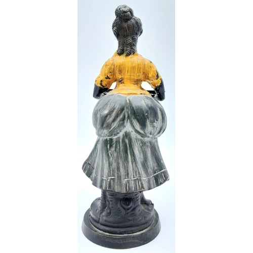 339 - An Antique, Late 19th Century Character Bronze Sculpture. A servant lady with carrying tray. Lovely ... 