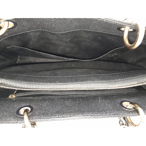 88 - A Channel GST Black Caviar Grand Tote Bag. With Signature CC Stitching On Front, Gold Hardware with ... 