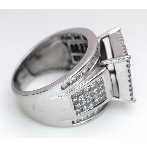 158 - A 14K White Gold Diamond Pave Ring. Central square of 81 square cut diamonds! A further 70 square an... 