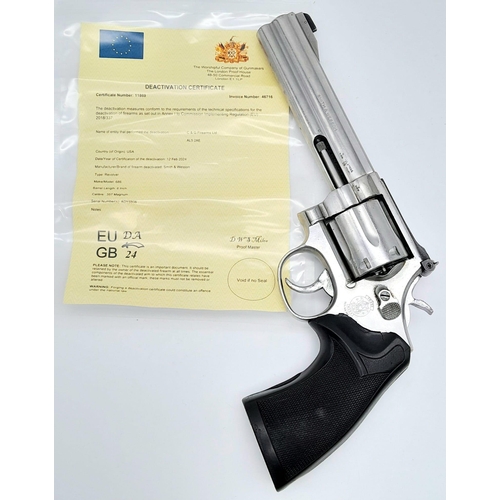 185 - A Deactivated Smith and Wesson 357 Magnum. This classic Hollywood revolver has a chrome finish with ... 