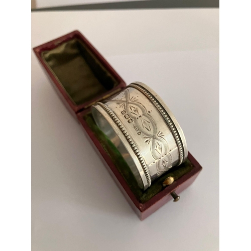 315 - Antique SILVER NAPKIN RING Beautifully decorated and complete with original Presentation box. Having... 