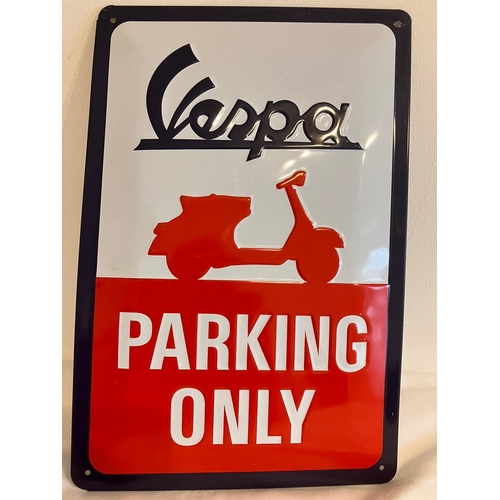 588 - 3 x Vintage & repro VESPA SCOOTER  metal signs. 12” x 8”. (30 x 20 cm).