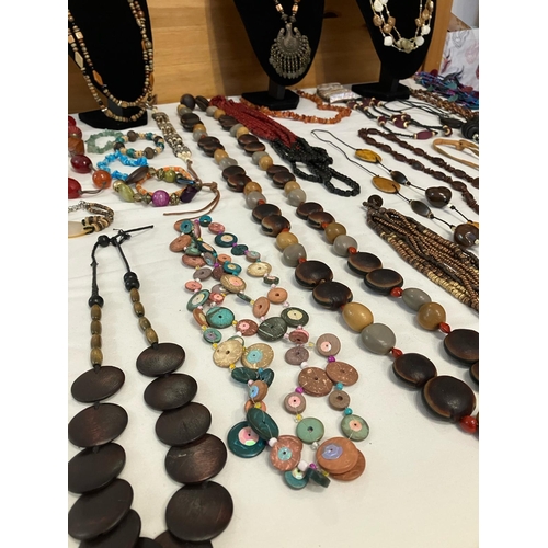 595 - Large Selection of Jewellery in natural materials to include wood and wooden combinations. Please se... 