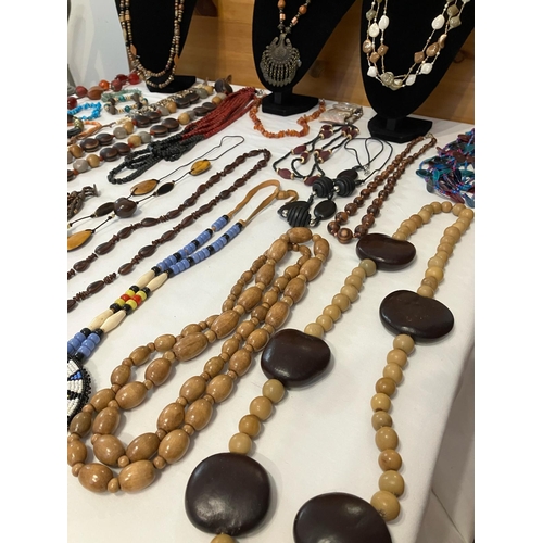 595 - Large Selection of Jewellery in natural materials to include wood and wooden combinations. Please se... 