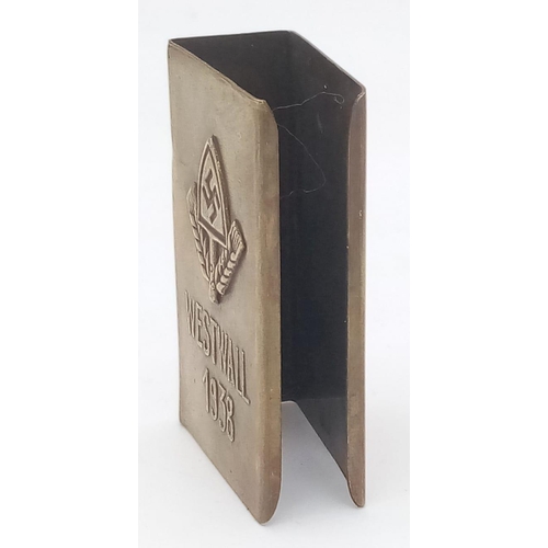 1120 - 3 rd Reich German Brass Match Box Holder with the logo of the RAD (Labour Corps) West Wall 1938. Mar... 