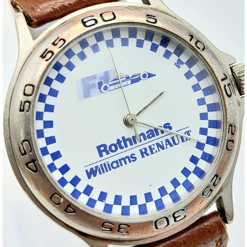 1165 - A Scarce Rothman’s Williams Renault Formula 1 Quartz Watch. 39mm Including Crown. Full Working Order