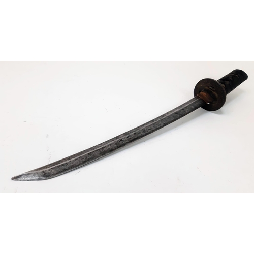 197 - A Rare Authentic Antique 19th Century Japanese Wakazashi Sword with Saya (Scabbard). Sword 48cm Leng... 