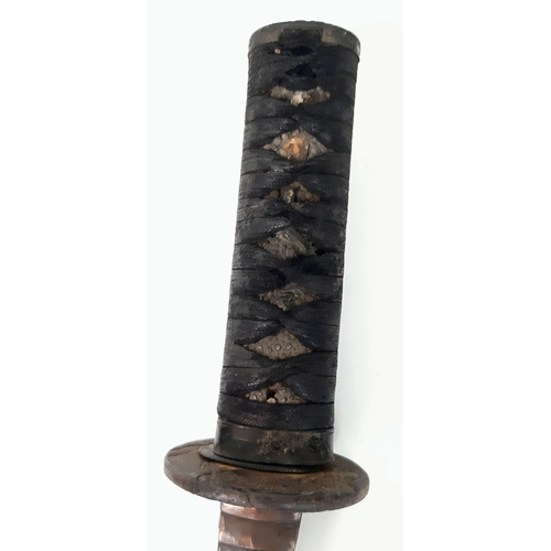 197 - A Rare Authentic Antique 19th Century Japanese Wakazashi Sword with Saya (Scabbard). Sword 48cm Leng... 