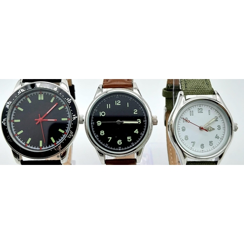 662 - A Parcel of Three Unworn Military Homage Watches Comprising; 1) 1940’s Czechoslovakian Army (40mm), ... 