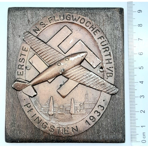 812 - 3 rd Reich N.S.F.G Plaque, for taking part in the first rally flight over Pfingsten in 1933.