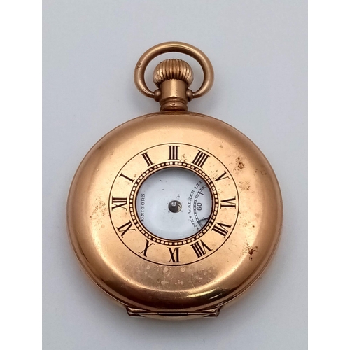 1784 - An Antique James Walker Ltd Gold Plated Half Hunter Pocket Watch. In need of repair so a/f.