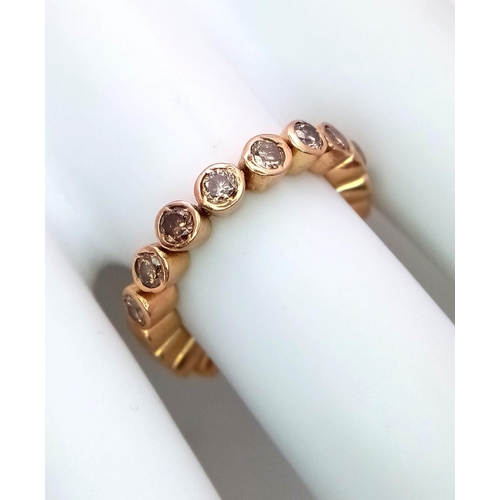 142 - An 18K Rose Gold Articulated Diamond Half-Eternity Ring. Size Q. 5g total weight. Ref: 015884