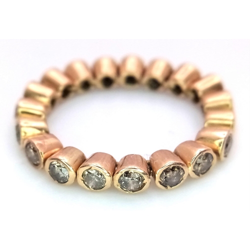 142 - An 18K Rose Gold Articulated Diamond Half-Eternity Ring. Size Q. 5g total weight. Ref: 015884