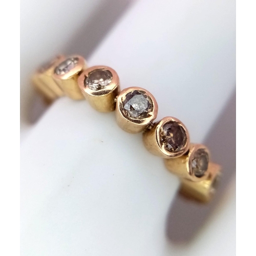 142 - An 18K Rose Gold Articulated Diamond Half-Eternity Ring. Size Q. 5g total weight. Ref: 015884