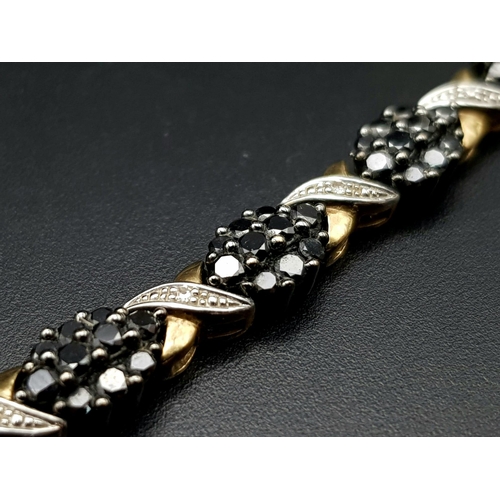 275 - A 9K YELLOW GOLD 2.75CT BLACK DIAMOND NECKLACE. TOTAL WEIGHT 21.6G. COME WITH BLACK LEATHER BOX & VA... 