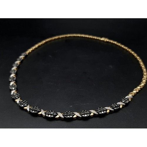 275 - A 9K YELLOW GOLD 2.75CT BLACK DIAMOND NECKLACE. TOTAL WEIGHT 21.6G. COME WITH BLACK LEATHER BOX & VA... 