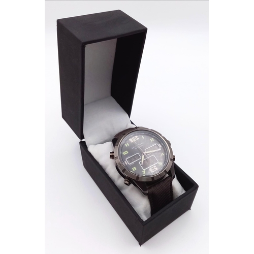 358 - An Excellent Condition Accurist Model 7232 Men’s Digital and Analogue Watch. Bronze Tone. 48mm Inclu... 