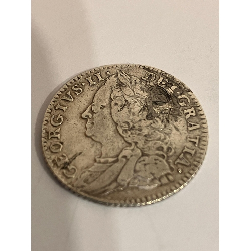 651 - 1758 GEORGE II SILVER SIXPENCE. Fine/very fine condition.