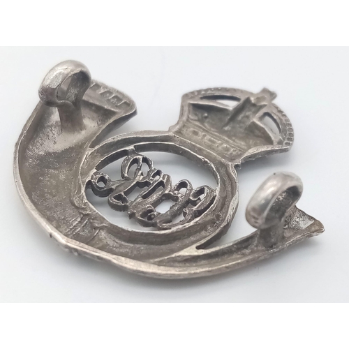 959 - 1916 Hallmarked Officers Silver Cap Badge of the Indian East Coast Rifle Volunteers.