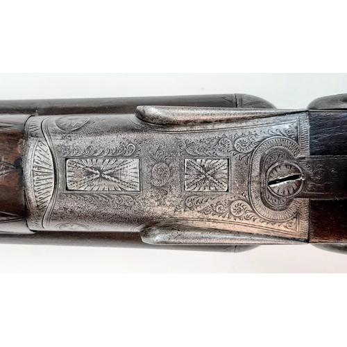 1717 - A Vintage Deactivated 12 Gauge Side by Side Sawn-Off Shotgun. This British made Davis gun with decor... 