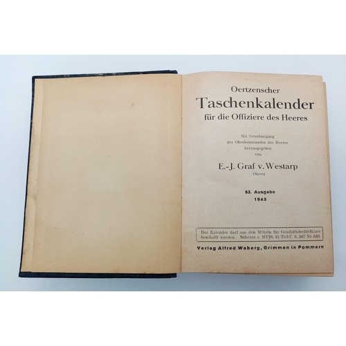 1023 - 1943 Dated German Army Officers Clander and Guidebook.