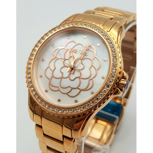 1197 - An Excellent Condition Ladies Rose Gold Tone, Stone Set Bezel Watch by Folli Follie. Full Working Or... 