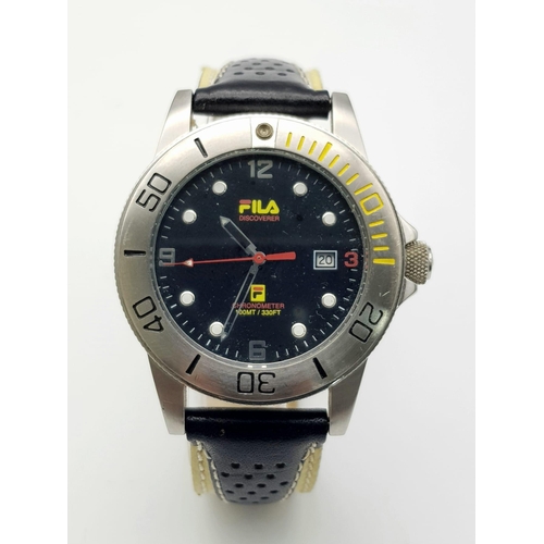 599 - A Vintage, Collectible, Fila Men’s Sports Chronograph Watch. 45mm Including Crown. Full Working Orde... 