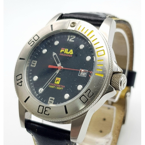 599 - A Vintage, Collectible, Fila Men’s Sports Chronograph Watch. 45mm Including Crown. Full Working Orde... 