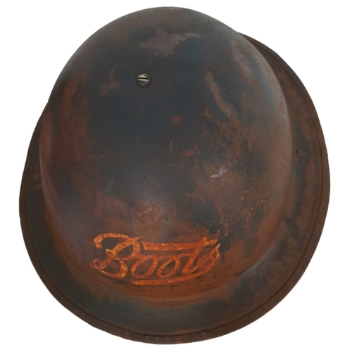 678 - WW2 British Private Purchase “Tin Bowler” Helmet for Boots the Chemist Staff.