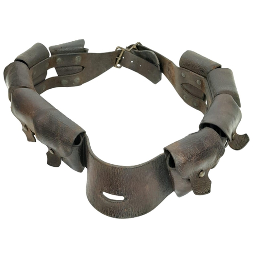 720 - British 1903 Pattern Leather MK1 90 Round Bandolier with Pre 1905 Buckle. For mounted troops.