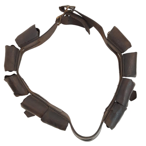 720 - British 1903 Pattern Leather MK1 90 Round Bandolier with Pre 1905 Buckle. For mounted troops.