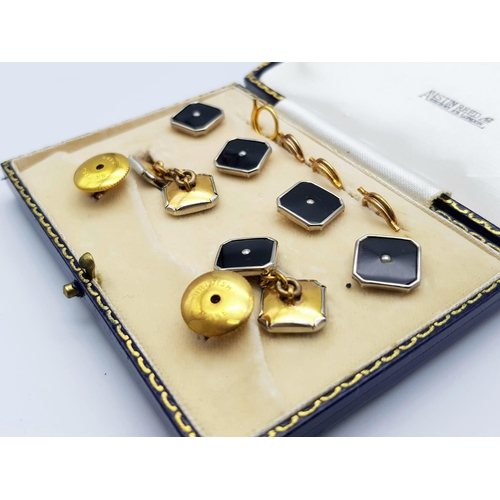 900 - A COMPLETE SET OF VINTAGE EVENING DRESS SHIRT STUDS  BY AUSTIN REED OF REGENT STREET , LONDON. IN TH... 