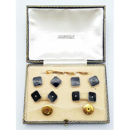 900 - A COMPLETE SET OF VINTAGE EVENING DRESS SHIRT STUDS  BY AUSTIN REED OF REGENT STREET , LONDON. IN TH... 