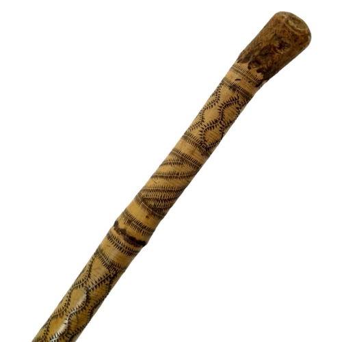 957 - A Very Rare, Antique Oriental Carved Bamboo Walking Stick. Very Good Condition. 97cm Length.