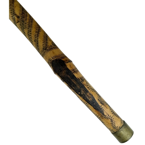 957 - A Very Rare, Antique Oriental Carved Bamboo Walking Stick. Very Good Condition. 97cm Length.