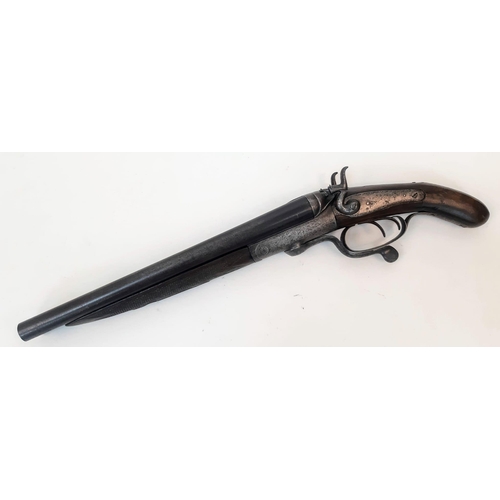 1682 - A Vintage Deactivated 20 Gauge Side by Side Sawn-Off Shotgun. This Bonehill twin hammer made gun has... 